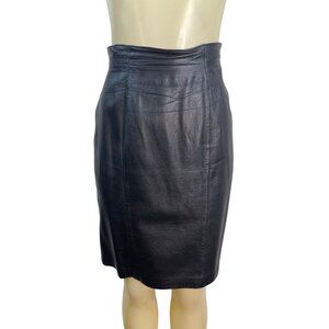 Evan Davies Womens Black Lambnappa Leather Pencil Skirt Size 12